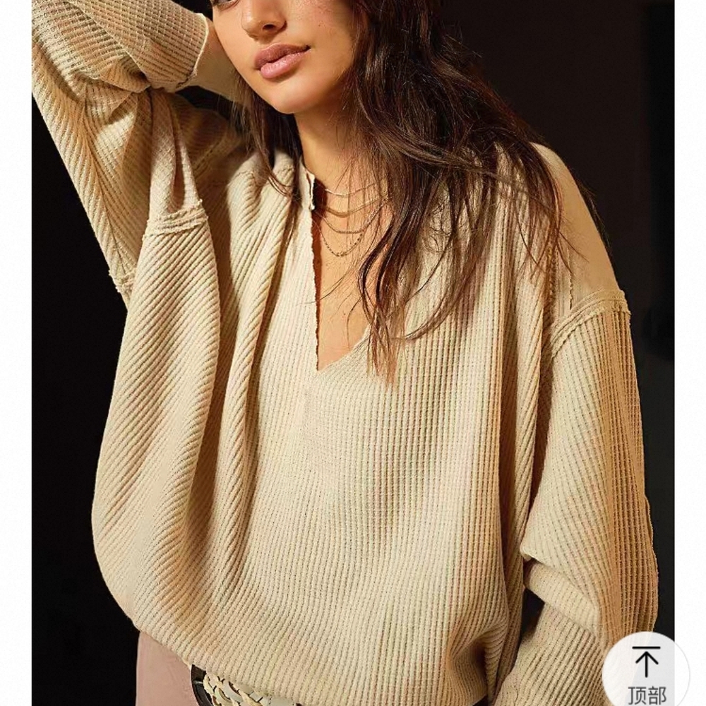 NEW Free People V-Neck Beige Sweater Size M & L